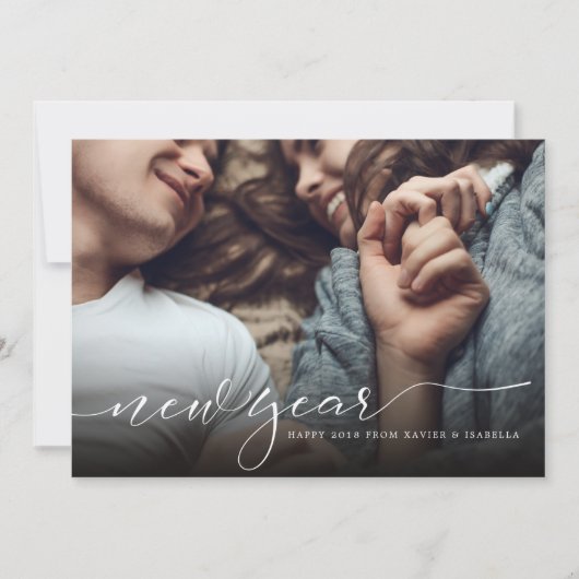 Moderne kalligraphische Neujahrsfotokarte Feiertagskarte (Vorderseite)