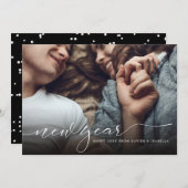 Moderne kalligraphische Neujahrsfotokarte Feiertagskarte (Vorne/Hinten)