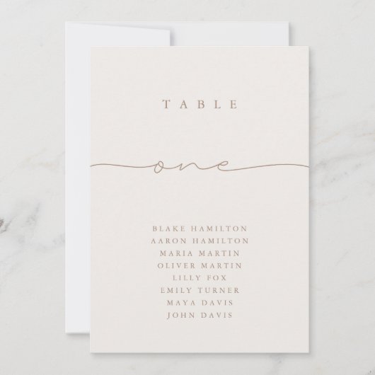 Moderne kalligraphische neutrale Tischnummer (Vorderseite)