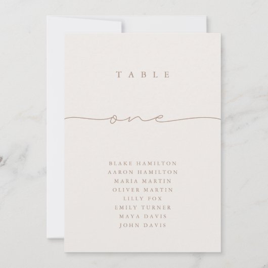 Moderne kalligraphische neutrale Tischnummer (Rückseite)