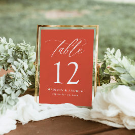 Moderne kalligraphische Orange Wedding-Tischnummer