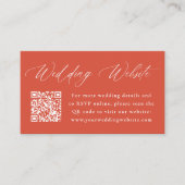 Moderne kalligraphische Orange Wedding Website QR Begleitkarte (Vorderseite)