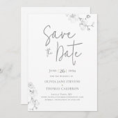 Moderne kalligraphische Orchideen beim Hochzeitsta Einladung (Vorne/Hinten)