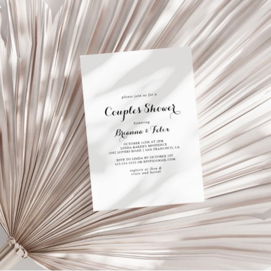 Moderne kalligraphische Paare Dusche Einladung