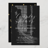 Moderne kalligraphische Paare Dusche Foto II Einladung (Vorne/Hinten)