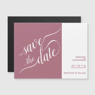 Moderne kalligraphische Rose Pink Wedding Save the Magneteinladung