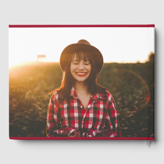 Moderne kalligraphische Rot in Memorial Foto Beerd Gästebuch (Rückseite)