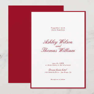 Moderne kalligraphische Rote Hochzeit Einladung