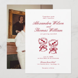 Moderne kalligraphische Rote Hochzeit Einladung