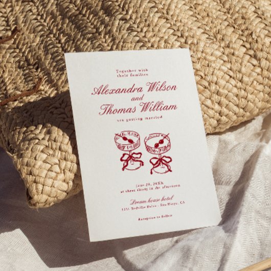 Moderne kalligraphische Rote Hochzeit Einladung