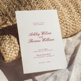 Moderne kalligraphische Rote Hochzeit Einladung