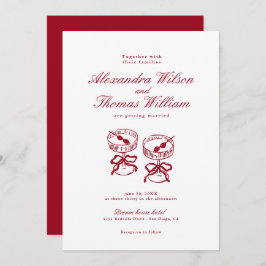 Moderne kalligraphische Rote Hochzeit Einladung