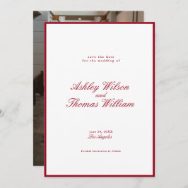 Moderne kalligraphische Rote Hochzeit retten das D Einladung