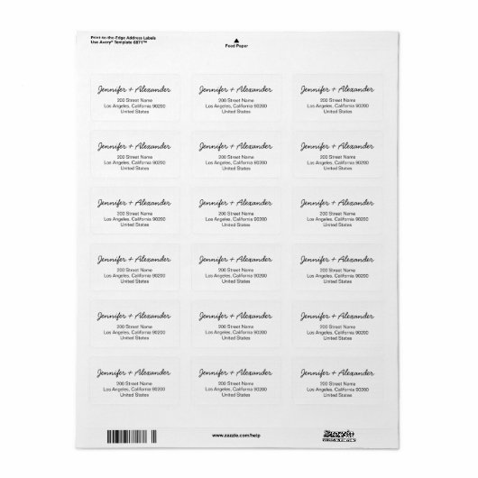 Moderne kalligraphische Rücksendeadresse Adressaufkleber (Vorne)