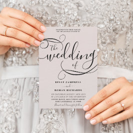 Moderne kalligraphische Schrift Blassrosa Hochzeit Einladung