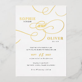 Moderne kalligraphische Schrift Elegante Wedding G Folieneinladung