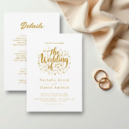 Moderne kalligraphische Schrift White and Gold Hoc Einladung