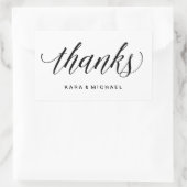 Moderne kalligraphische Schwarz-Weiß-Hochzeit dank Rechteckiger Aufkleber (Tasche)