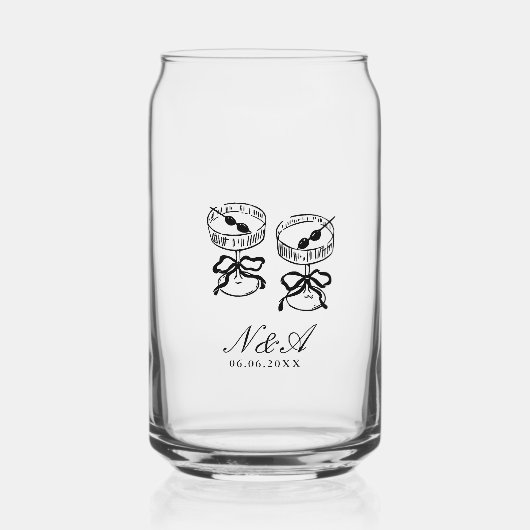 Moderne kalligraphische Schwarz-Weiß-Hochzeit Dosenglas (Vorderseite)