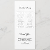 Moderne kalligraphische Schwarz-Weiß-Hochzeit Programm (Rückseite)