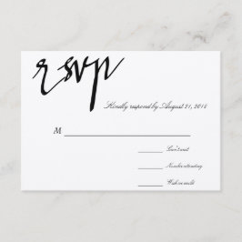 Moderne kalligraphische Schwarz-Weiß-Hochzeit-RSVP RSVP Karte