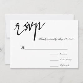 Moderne kalligraphische Schwarz-Weiß-Hochzeit-RSVP RSVP Karte