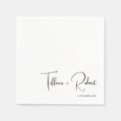 Moderne kalligraphische Schwarz-Weiß-Hochzeit Serviette (Vorderseite)