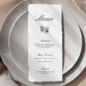 Moderne kalligraphische Schwarz-Weiß-Hochzeitsmenü Menükarte