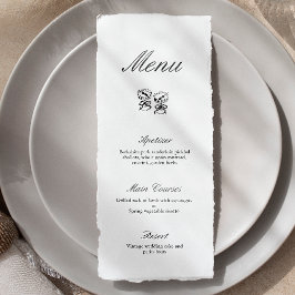 Moderne kalligraphische Schwarz-Weiß-Hochzeitsmenü Menükarte