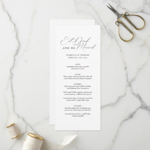 Moderne kalligraphische Schwarz-Weiß-Hochzeitsmenü Programm