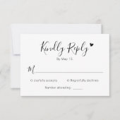 Moderne kalligraphische Script Heart Wedding RSVP (Vorderseite)