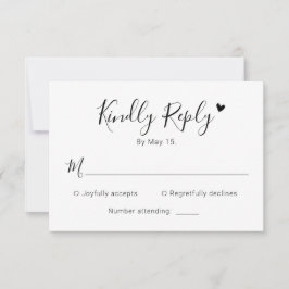 Moderne kalligraphische Script Heart Wedding RSVP  Karte