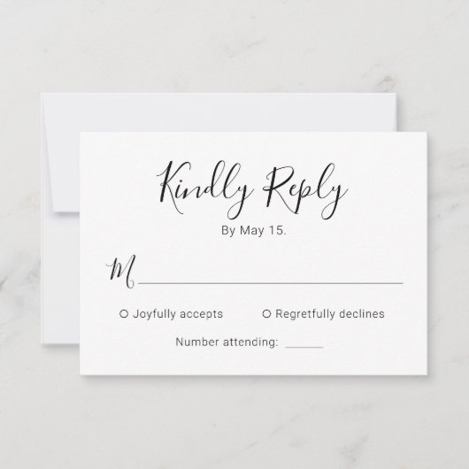 Moderne kalligraphische Script Heart Wedding RSVP  Karte (Vorderseite)