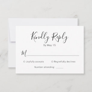 Moderne kalligraphische Script Heart Wedding RSVP Karte