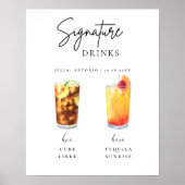 Moderne kalligraphische Signatur Drink Wedding Bar Poster (Vorne)