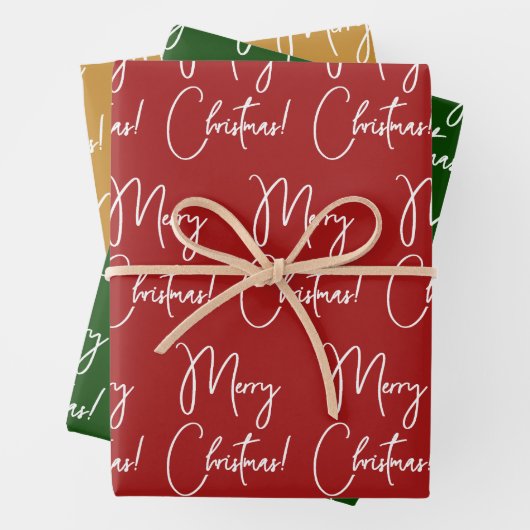 Moderne kalligraphische Skripte Frohe Weihnachten Geschenkpapier Set (Beispiel)