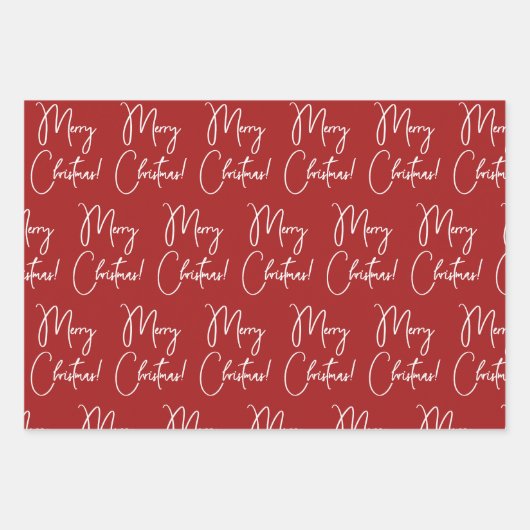 Moderne kalligraphische Skripte Frohe Weihnachten Geschenkpapier Set (Vorderseite)