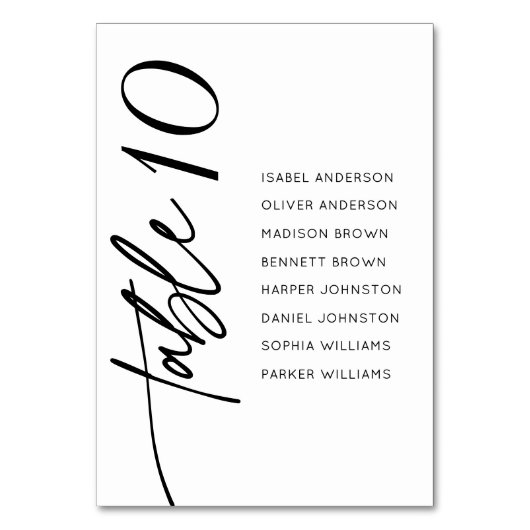 Moderne kalligraphische Skripte für Hochzeitssitzk Tischnummer (Vorderseite)