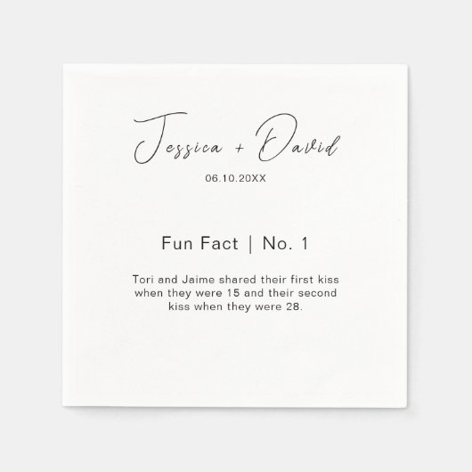 Moderne kalligraphische SkriptfussFakten Hochzeit Serviette (Vorderseite)