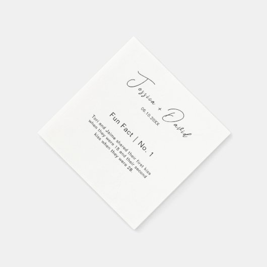 Moderne kalligraphische SkriptfussFakten Hochzeit Serviette (Ecke)