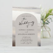 Moderne kalligraphische Trendy Arch Earth Tones We Einladung (Stehend Vorderseite)