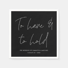 Moderne kalligraphische Vows Black Wedding Serviette
