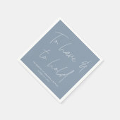 Moderne kalligraphische Vows Dusty Blue Wedding Serviette (Ecke)