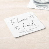 Moderne kalligraphische Vows Schwarz-weiß Hochzeit Rechteckiger Pappuntersetzer (angewinkelt)