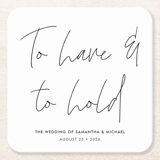 Moderne kalligraphische Vows Schwarz-weiß Hochzeit Rechteckiger Pappuntersetzer (Vorderseite)