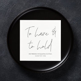 Moderne kalligraphische Vows Schwarz-weiß Hochzeit Serviette