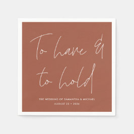 Moderne kalligraphische Vows Terracotta Wedding Serviette