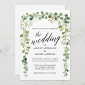 Moderne kalligraphische Watercolor Botanische Hoch Einladung (Vorne/Hinten)