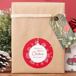 Moderne kalligraphische Weihnachtsschmuck fett rot Runder Aufkleber