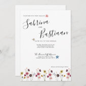 Moderne kalligraphische Wildblumen Wasserfarben Ho Einladung (Vorne/Hinten)